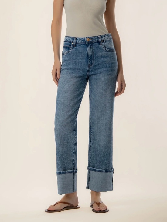 Kut from the Kloth Denim - Kit from The Kloth Sienna Wide Leg Rose Gold Paint Jeans Size 4